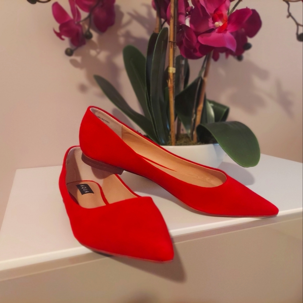 Aqua Abel Red Suede Flags, Size 8.5